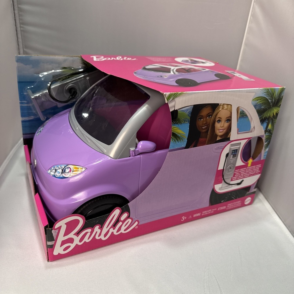 MATTEL Barbie Car Kids Toys Electric Vehicle With Charging Station HJV36 Purple